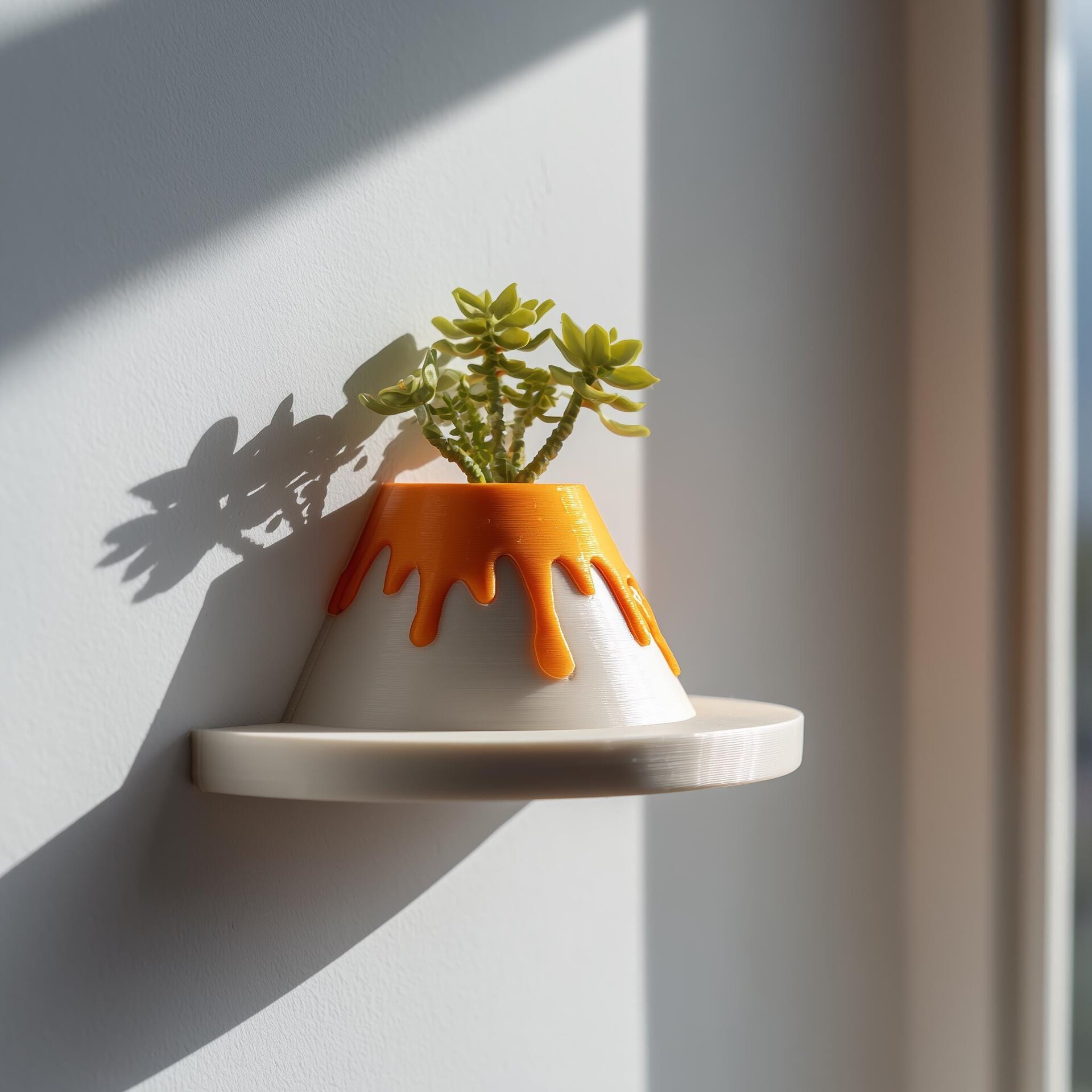 Jardinière Volcan de Lave Imprimée en 3D | Étagère Flottante pour Succulentes et Herbes | Accent Ludique à Thème Scientifique pour Chambre d'Enfant, Salle de Classe et Maison