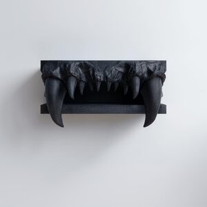Étagère Murale Crocs de Vampire Imprimée en 3D | Décoration Mâchoire de Monstre Gothique | Rebord Flottant Dark Fantasy pour Chambre Horreur, Salle de Jeux ou Couloir