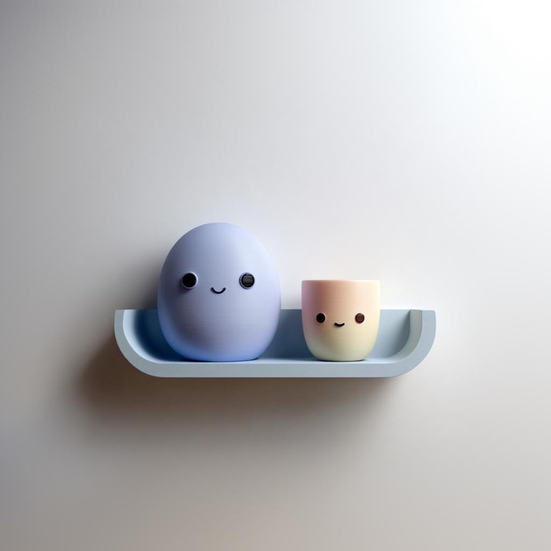 Étagère Murale Copains Œuf Imprimée en 3D | Console Flottante à Personnages Minimalistes | Accent Déco Mignon pour Chambres d'Enfants et Intérieurs Chaleureux