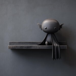 Étagère Murale Chauve-Souris Vampire Imprimée en 3D | Console Flottante Fantaisie Sombre Mignonne | Accent Déco Gothique pour Chambre, Setup Gaming et Bureau