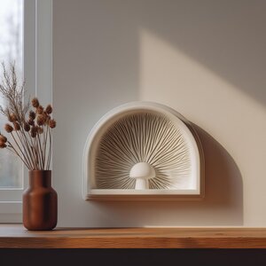 Décoration Murale Niche Champignon Imprimée en 3D | Étagère Sculpture Fongique Minimaliste Moderne pour Salon, Couloir ou Chambre