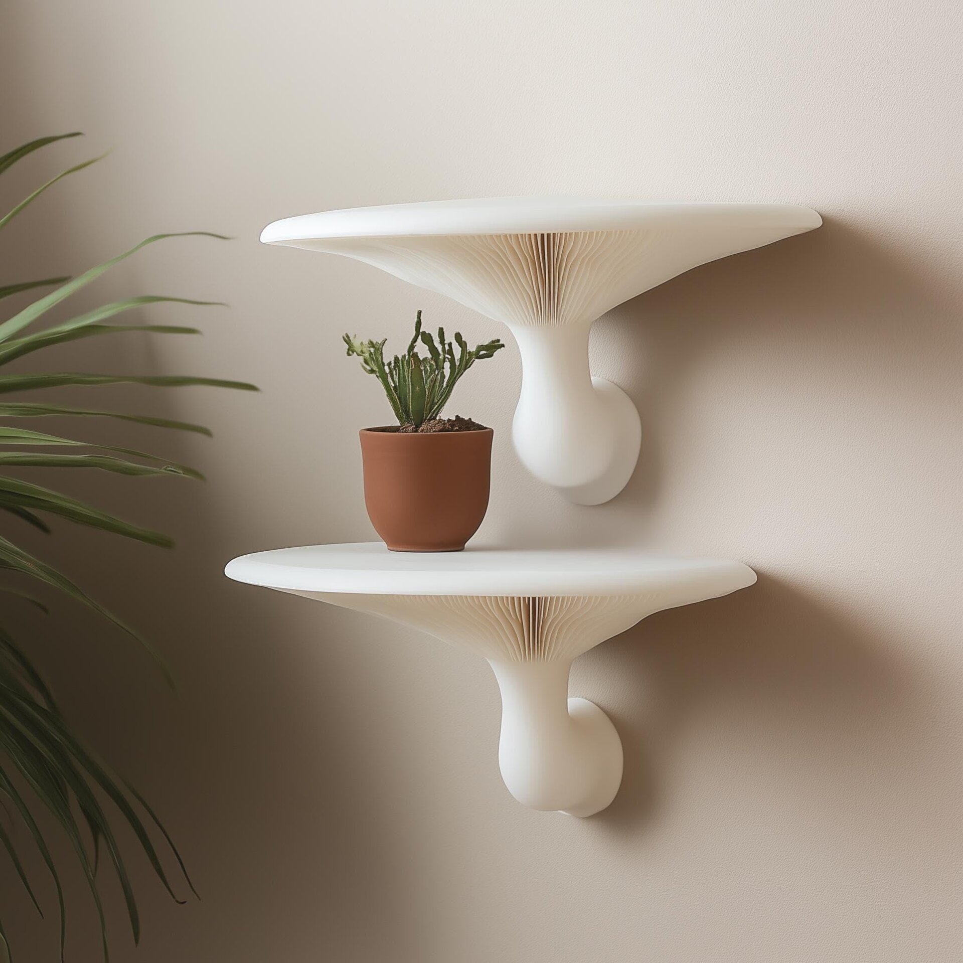 Lot de 2 Étagères Murales Champignon | Paire d'Étagères Flottantes Inspirées du Champignon Miel | Décoration Sculpturale Imprimée en 3D
