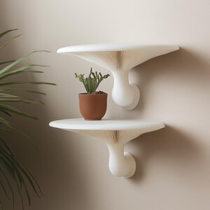 Lot de 2 Étagères Murales Champignon | Paire d'Étagères Flottantes Inspirées du Champignon Miel | Décoration Sculpturale Imprimée en 3D