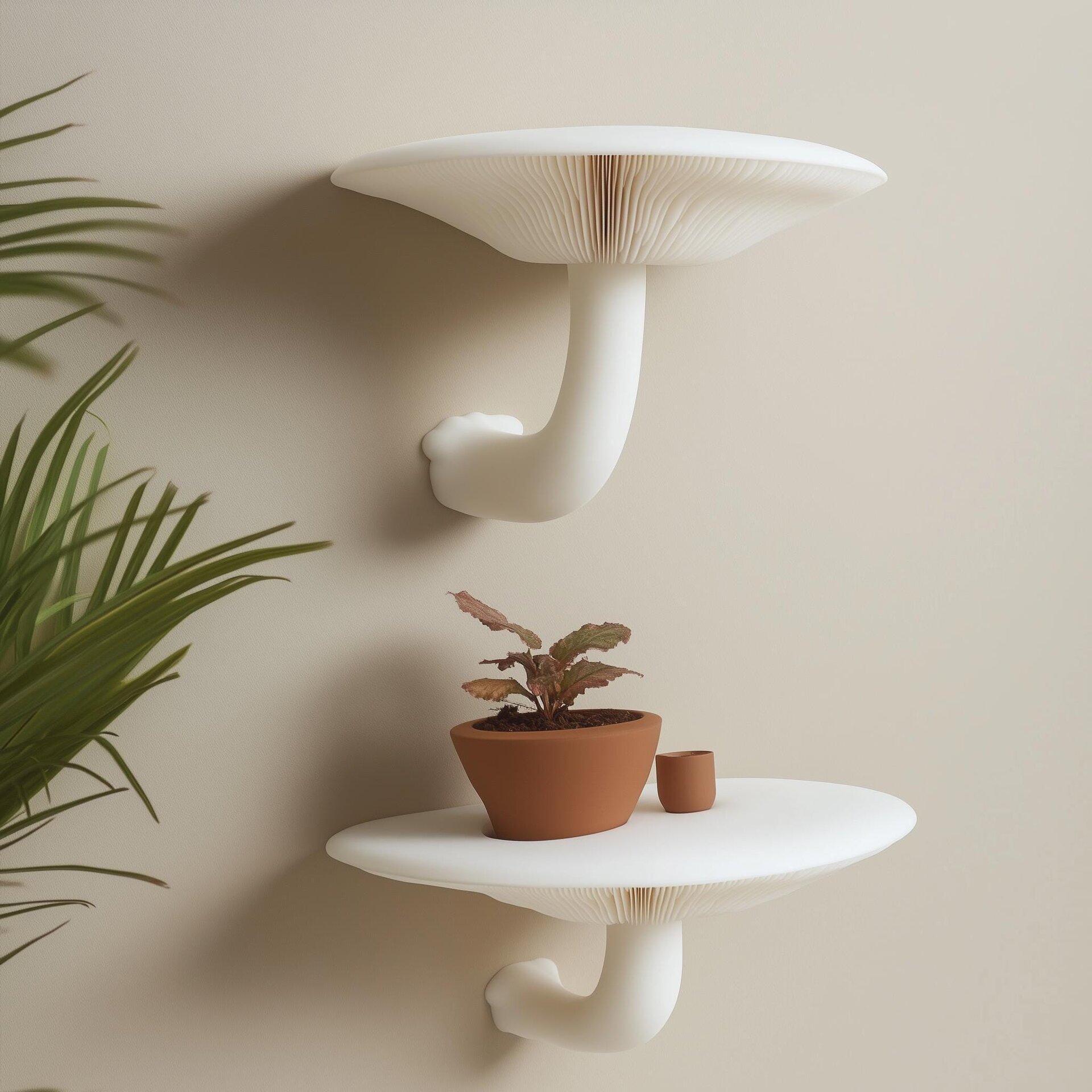 Étagère Murale Champignon Lot de 2 | Étagères Imprimées en 3D Inspirées des Armillaires | Étagère Flottante Sculpturale