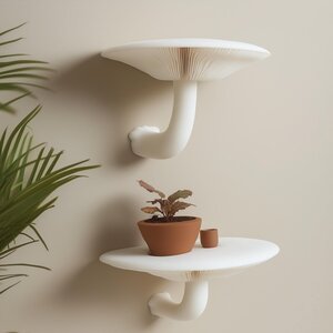 Étagère Murale Champignon Lot de 2 | Étagères Imprimées en 3D Inspirées des Armillaires | Étagère Flottante Sculpturale