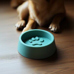 Bol pour Chien Imprimé en 3D Design Moderne | Bol Distributeur avec Empreinte de Patte en Relief | Bol à Eau Chiot Mignon | Bol de Nourriture en Plastique