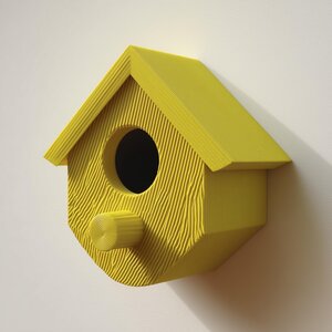 Décor Mural Nichoir Imprimé en 3D avec Toit Amovible | Sculpture Minimaliste de Nichoir avec Perchoir pour Rangement de Clés Caché et Accent d'Entrée
