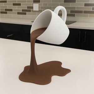 Tasse de Café Renversée en Lévitation | Sculpture de Café Imprimée en 3D Décoration Illusion d'Optique | Cadeau Amateur de Café Pièce Maîtresse Table Cuisine Art Barista