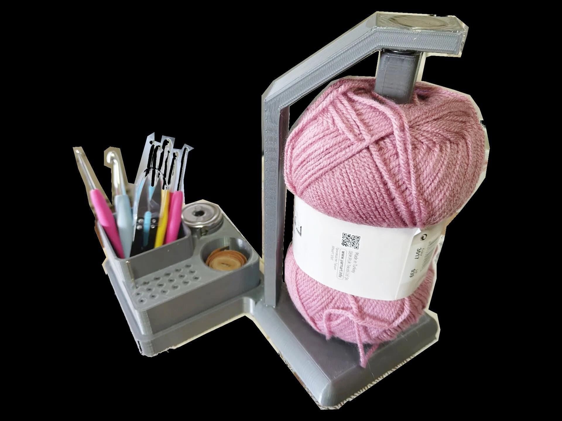Organisateur d'Outils de Crochet avec Dévidoir à Fil | Organisateur de Kit de Crochet Imprimé en 3D | Support à Pelote pour le Crochet | Solution de Rangement pour le Crochet