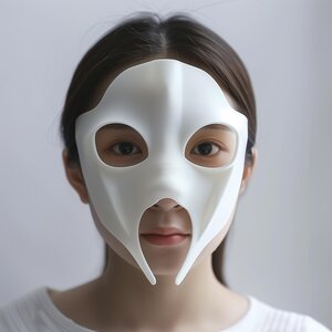 Masque Futuriste Imprimé en 3D | Pièce Faciale Minimaliste Style Anime pour Cosplay | Accessoire de Costume Unique Imprimé en 3D pour Festivals, Fêtes et Événements