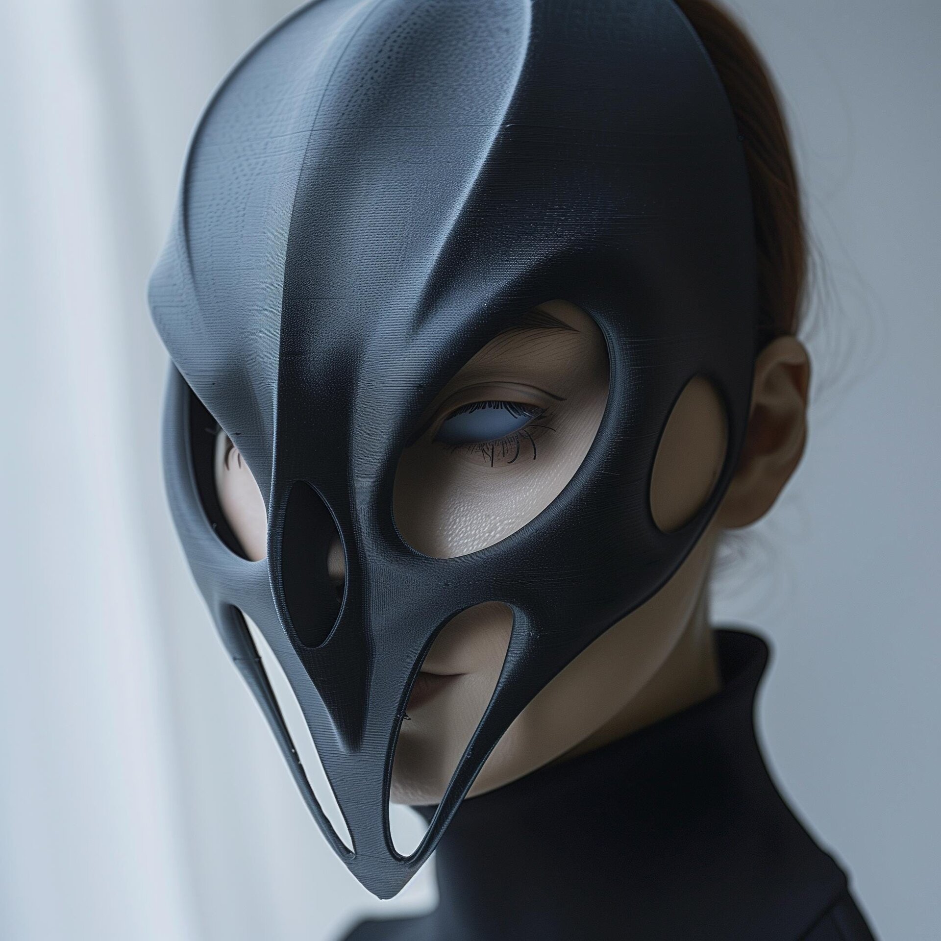 Masque Futuriste Imprimé en 3D | Masque Cosplay Gothique Sci-Fi | Design de Visage Abstrait Moderne