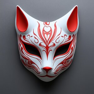 Masque de Renard Roux | Masque Japonais Imprimé en 3D | Masque Cosplay Anime