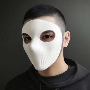 Masque Intégral Blanc Mat | Masque de Cosplay Imprimé en 3D | Masque Fantôme Moderne