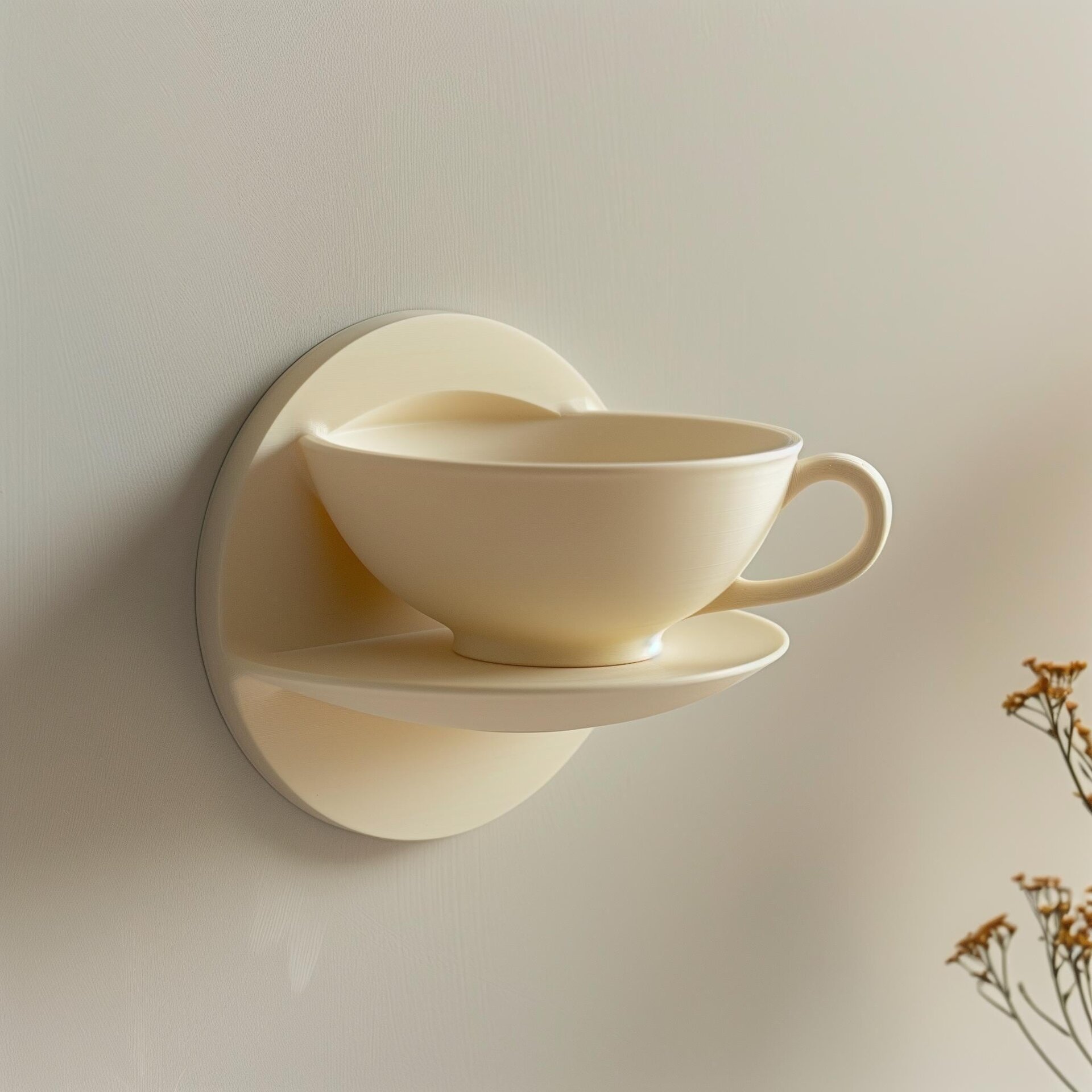 Étagère Murale Tasse à Thé Imprimée en 3D | Design d'Étagère Flottante Unique | Décoration Cuisine et Café Moderne