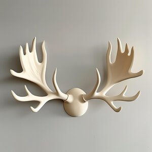 Décor Mural Bois de Cerf Imprimé en 3D | Sculpture Moderne et Minimaliste de Bois d'Élan en Trois Pièces | Art Contemporain pour Intérieur Élégant