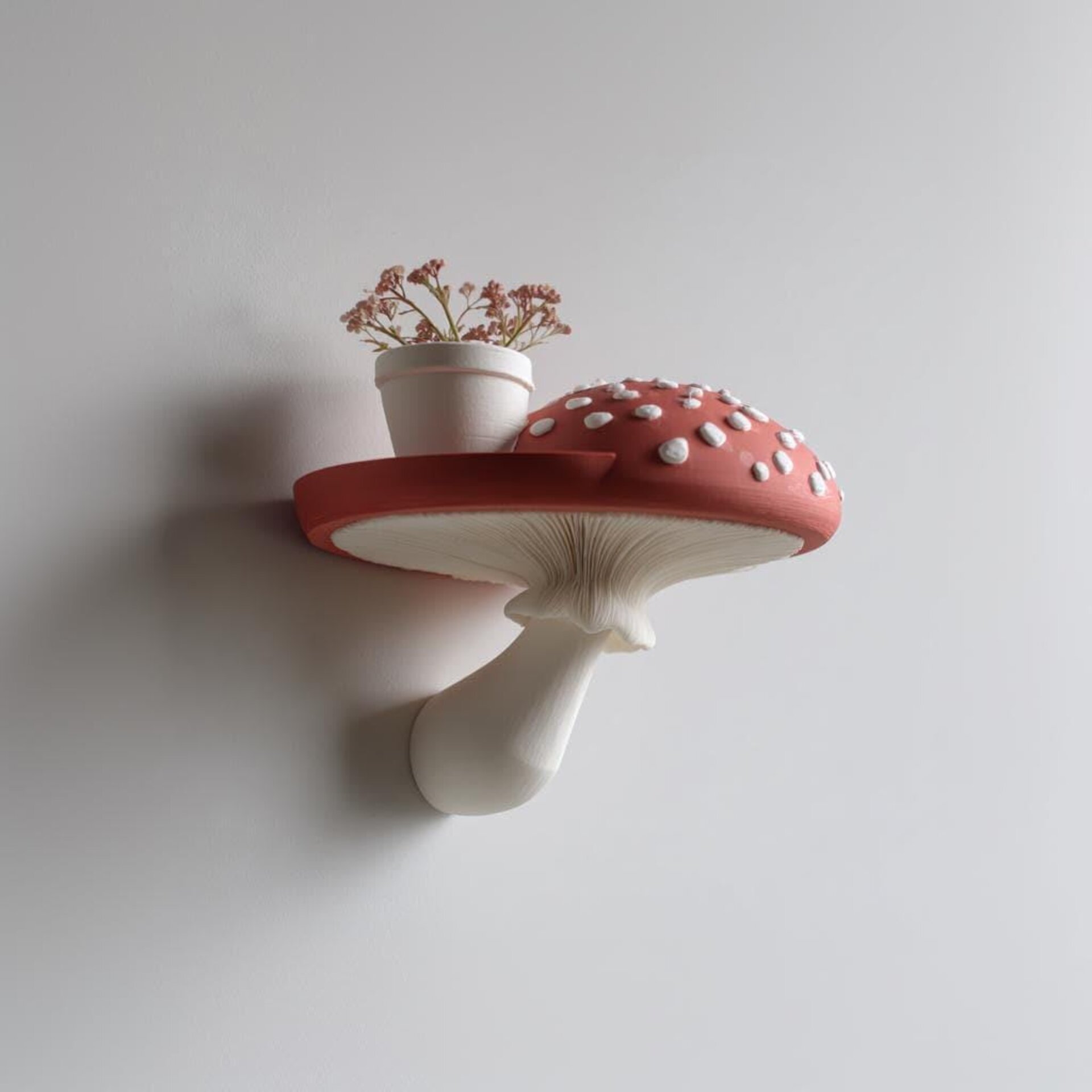 Étagère Murale Imprimée en 3D Champignon Amanite | Présentoir Flottant Champignon Féerique | Accent Magique Imprimé en 3D pour Intérieurs Cottagecore et Cosy