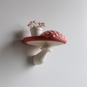 Étagère Murale Imprimée en 3D Champignon Amanite | Présentoir Flottant Champignon Féerique | Accent Magique Imprimé en 3D pour Intérieurs Cottagecore et Cosy