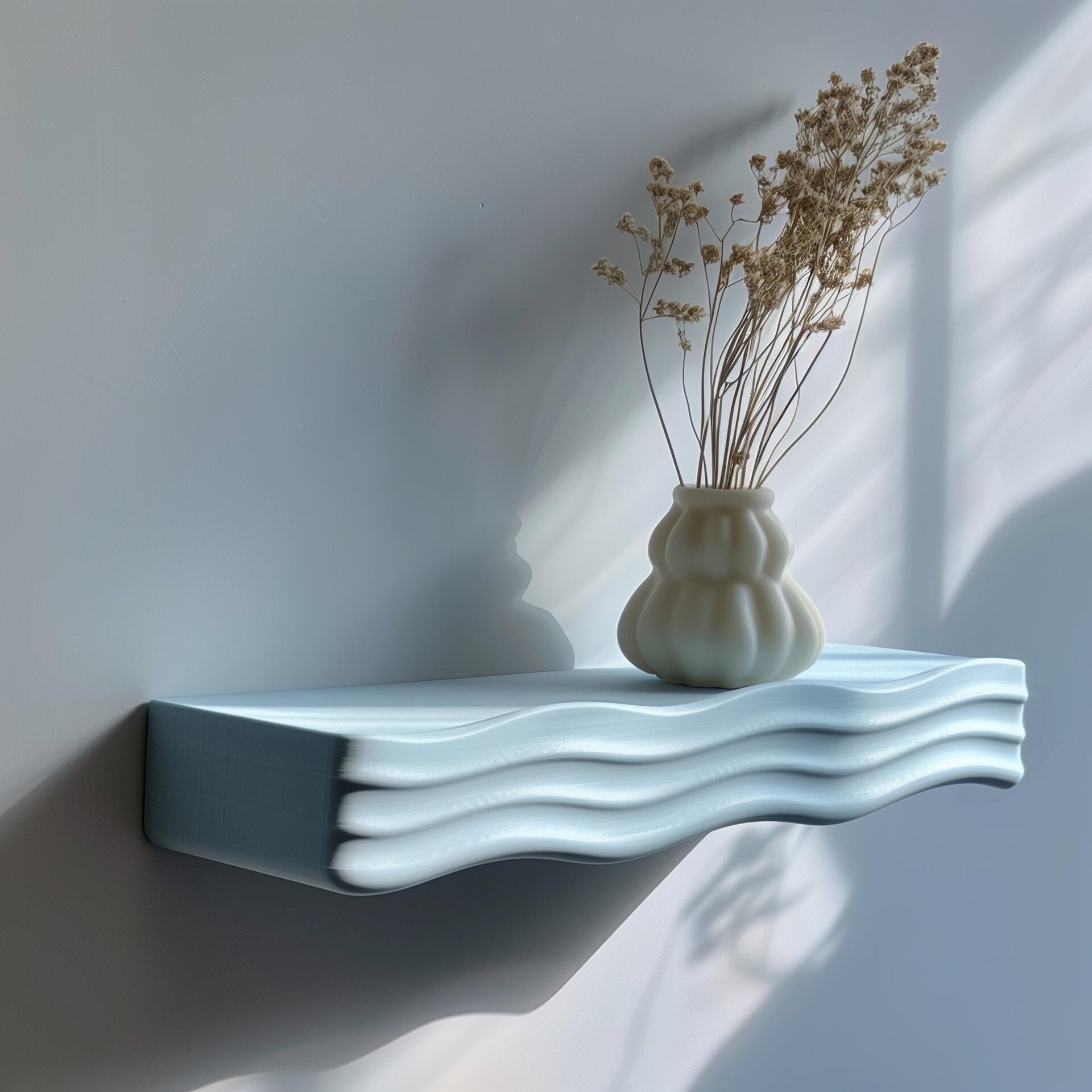 Étagère Murale Imprimée en 3D Ondulée | Étagère Flottante Moderne aux Courbes Organiques | Étagère au Design Ondulant Minimaliste pour Déco Intérieure Élégante