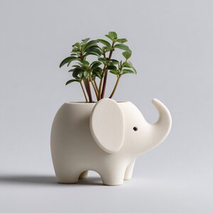 Pot Éléphant Imprimé en 3D | Vase Succulente Animal Minimaliste pour Bureau et Étagère | Accent Déco de Table Moderne pour la Maison et le Bureau
