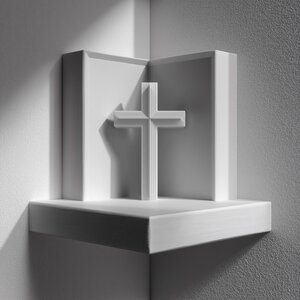 Étagère Murale d'Angle de Prière Imprimée en 3D | Décoration Autel Croix Minimaliste | Accent Autel Domestique Moderne pour Couloirs, Salons et Intérieurs Chaleureux