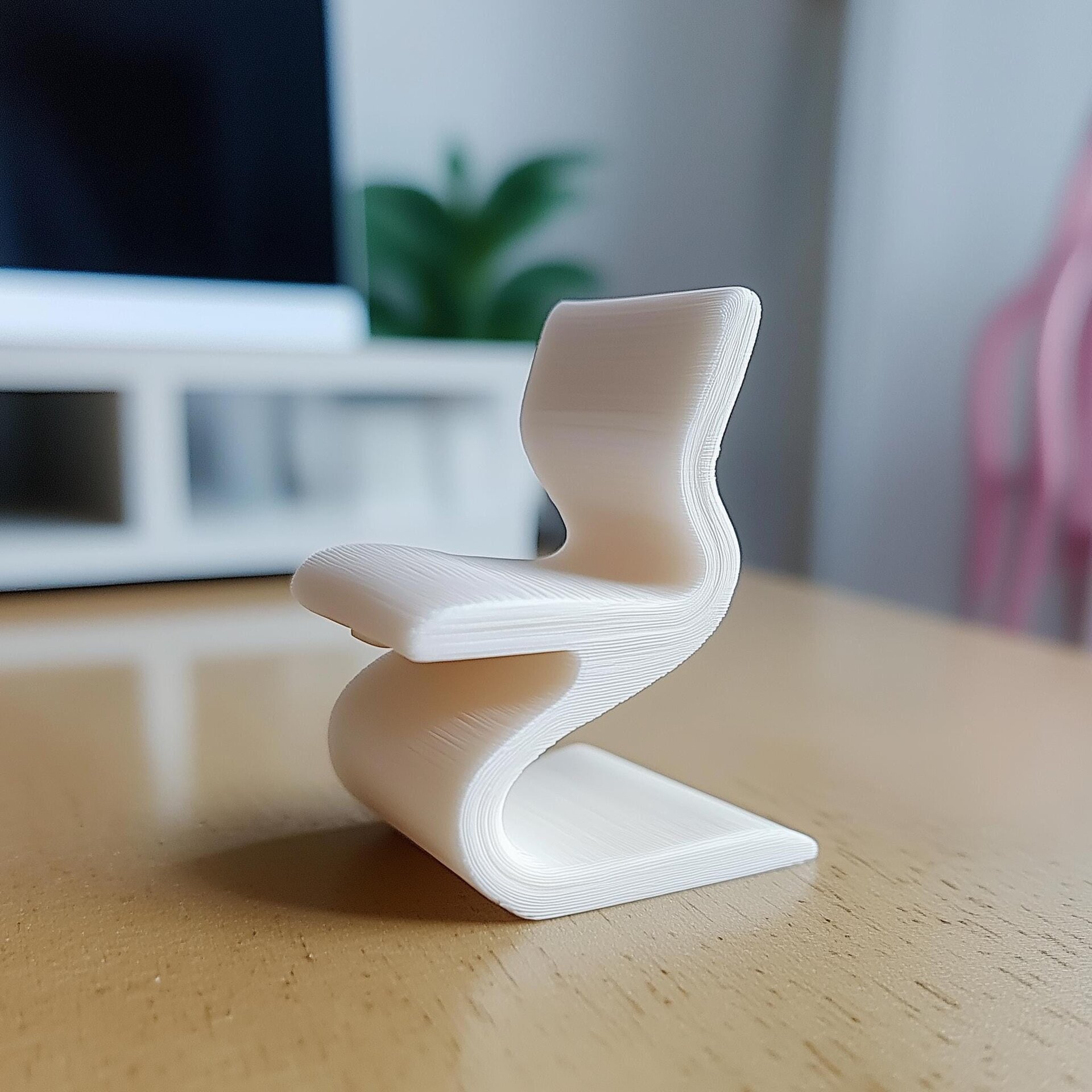 Chaise Wiggle Moderne pour Maison de Poupée | Chaise Miniature Échelle 1:12 | Chaise de Bureau Funky Imprimée en 3D