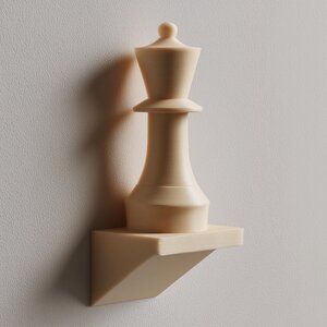 Décor Mural Pièce d'Échecs Imprimé en 3D | Étagère Sculpturale Minimaliste Inspirée de la Reine | Accent Déco Moderne pour Salle de Jeux