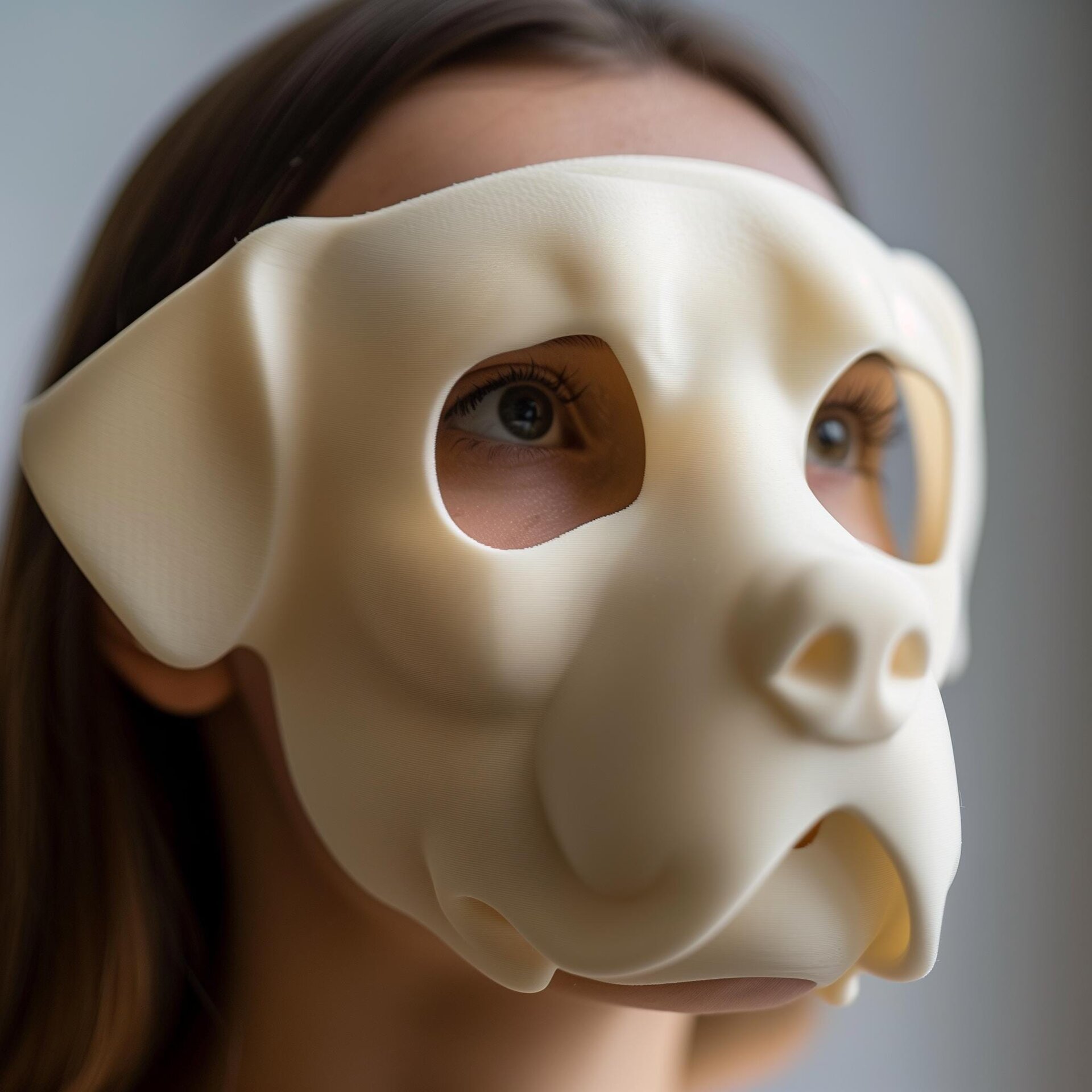3D Printed Bulldog Face Mask | Minimalist Dog Mask for Adults | Unique Animal Cosplay Accessory