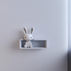 Étagère Murale Lapin Imprimée en 3D | Rebord Flottant Minimaliste pour Chambre d’Enfant | Accent Décoratif Nursery Moderne pour Jouets
