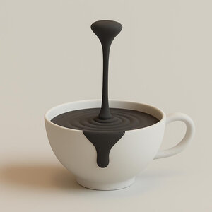 Sculpture de Goutte de Café Flottante Art en 3D | Illusion Optique de Tasse qui Goutte | Décoration de Bar à Café et Cadeau pour Amateurs de Café