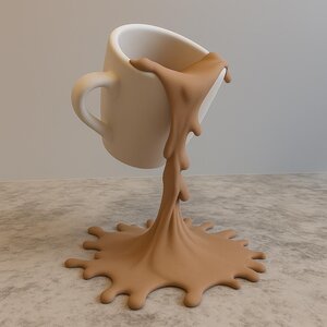 Tasse à Café Renversée Flottante | Sculpture Illusion Café Imprimée en 3D pour Décor de Cuisine | Présentoir Bar à Café, Cadeau Original Amateur de Café