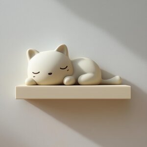 Étagère Murale Chat Endormi Imprimée en 3D | Rebord d’Exposition Flottant Kawaii | Accent Décoratif Mural Mignon pour Chambre, Nursery et Amoureux des Chats