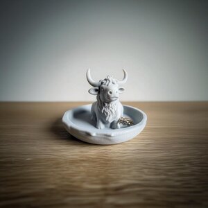 Coupelle à Bijoux Vache | Porte-Bagues Imprimé en 3D | Coupelle à Bibelots Vache Highland