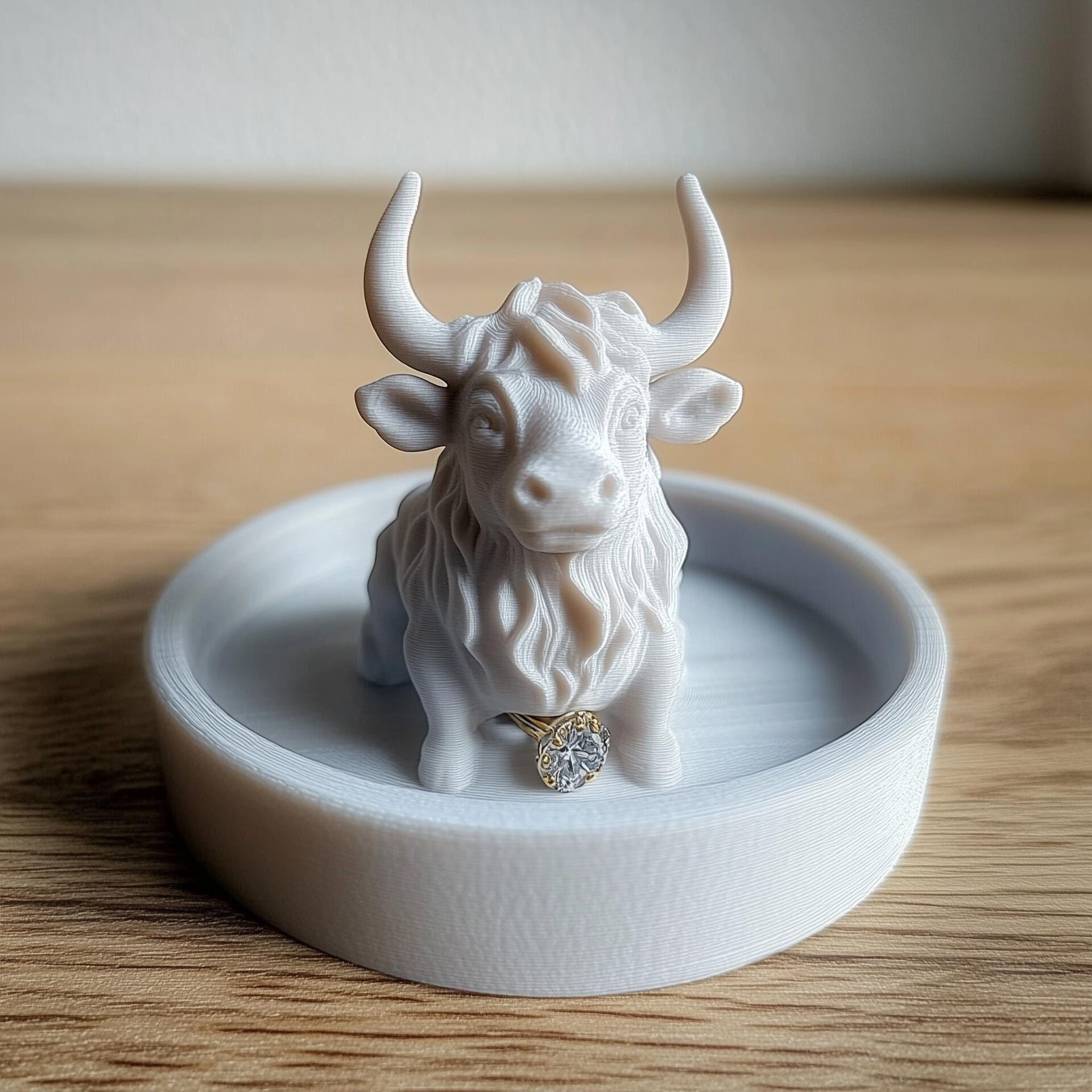 Coupelle à Bijoux Vache Highland | Porte-Bagues Imprimé en 3D | Plateau à Bibelots Vache Mignon