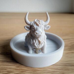Coupelle à Bijoux Vache Highland | Porte-Bagues Imprimé en 3D | Plateau à Bibelots Vache Mignon