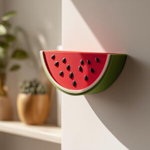 Étagère Murale Pastèque Imprimée en 3D | Rebord Flottant Fruit Mignon | Accent Décoratif Cuisine Ludique pour Intérieurs Modernes et Amusants