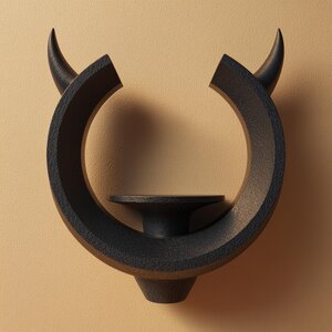 Étagère murale imprimée en 3D anneau de corne | Autel flottant corne de croissant fantasy sombre | Décoration murale gothique minimaliste pour cristaux et bougies