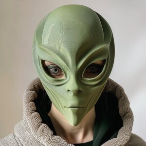 Masque Facial Alien Imprimé en 3D | Masque Sci-Fi Extraterrestre Réaliste pour Adultes | Accessoire de Costume Futuriste Unique pour Cosplay et Halloween