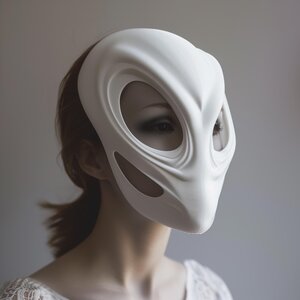 Masque Alien Futuriste Imprimé en 3D | Masque de Costume Sci-Fi Minimaliste | Design Facial Unique en Art d'Impression 3D