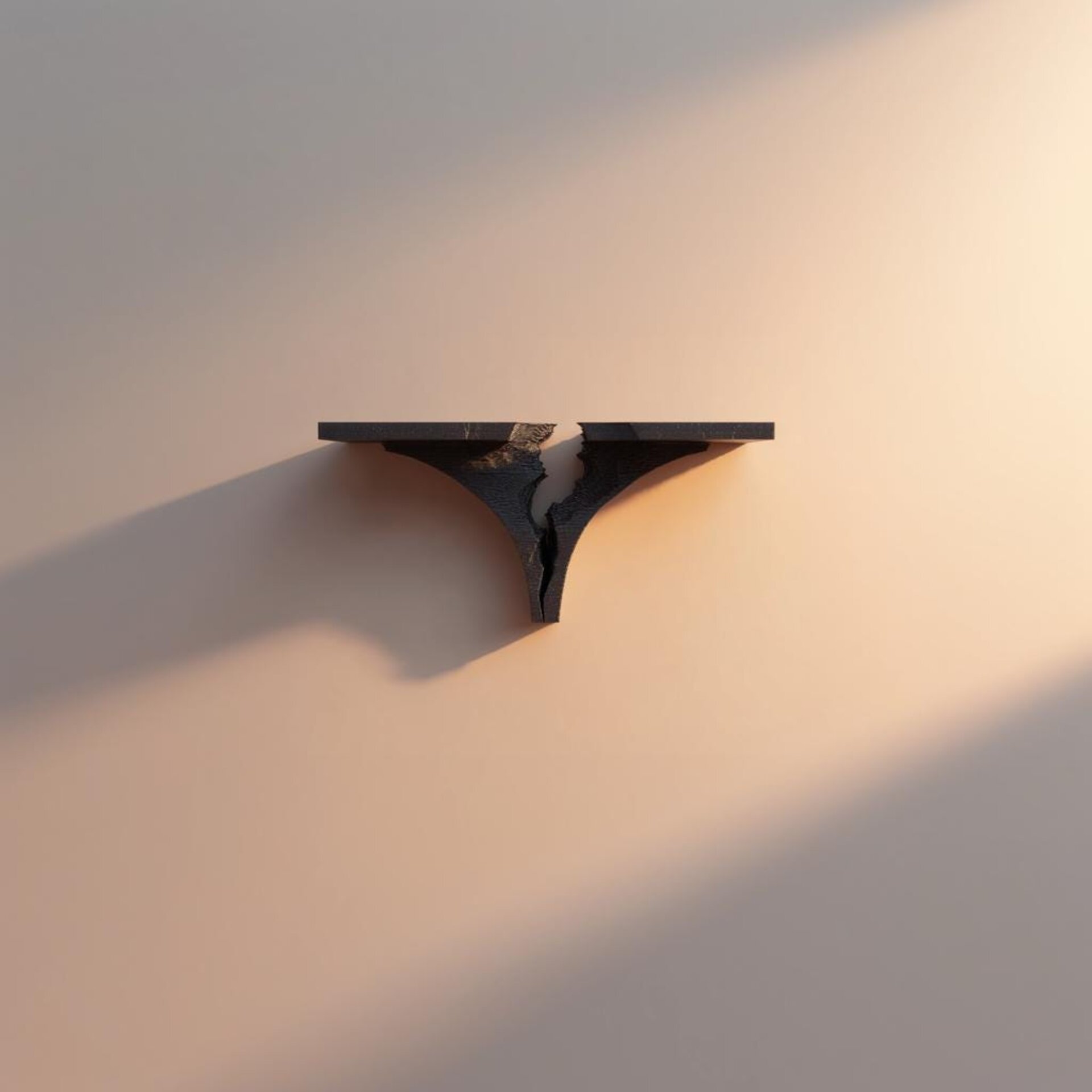 Étagère murale faille brisée imprimée en 3D | Ledge flottant fissuré fantasy sombre | Étagère accent gothique pour chambre, bureau et salle de jeux