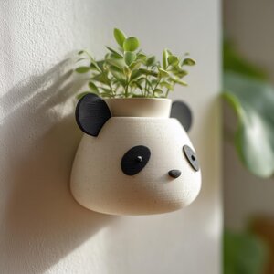 Jardinière Murale Panda Imprimée en 3D | Pot Suspendu Visage d'Animal pour Chambre d'Enfant | Décoration Murale Minimaliste pour Chambres d'Enfants Modernes et Espaces de Jeu