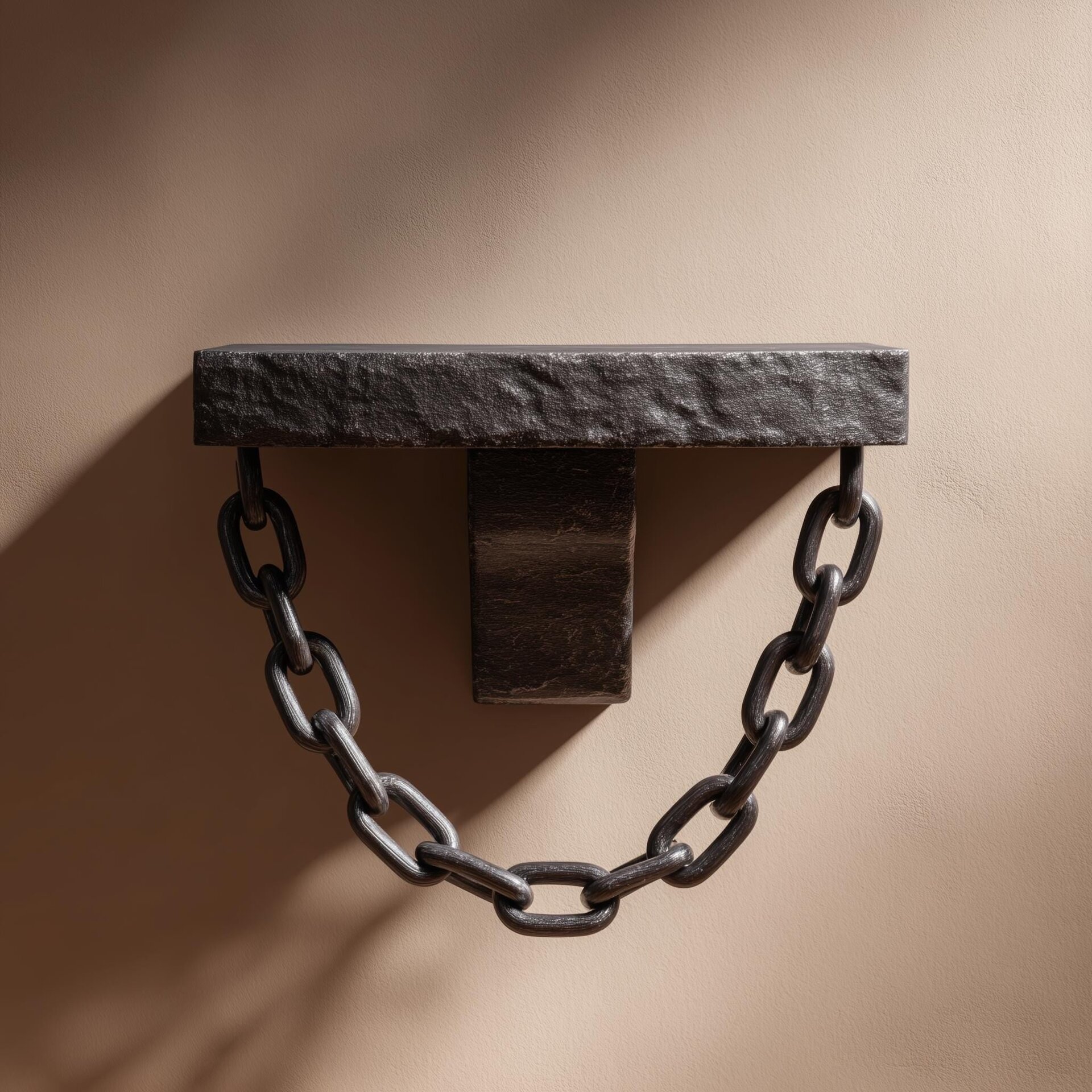 Étagère murale chaîne gothique imprimée en 3D | Ledge fantasy sombre avec chaîne suspendue | Décoration style donjon pour entrée et accent mural