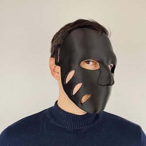 Masque Facial Noir Imprimé en 3D | Masque Cosplay Léger | Masque de Costume d'Horreur