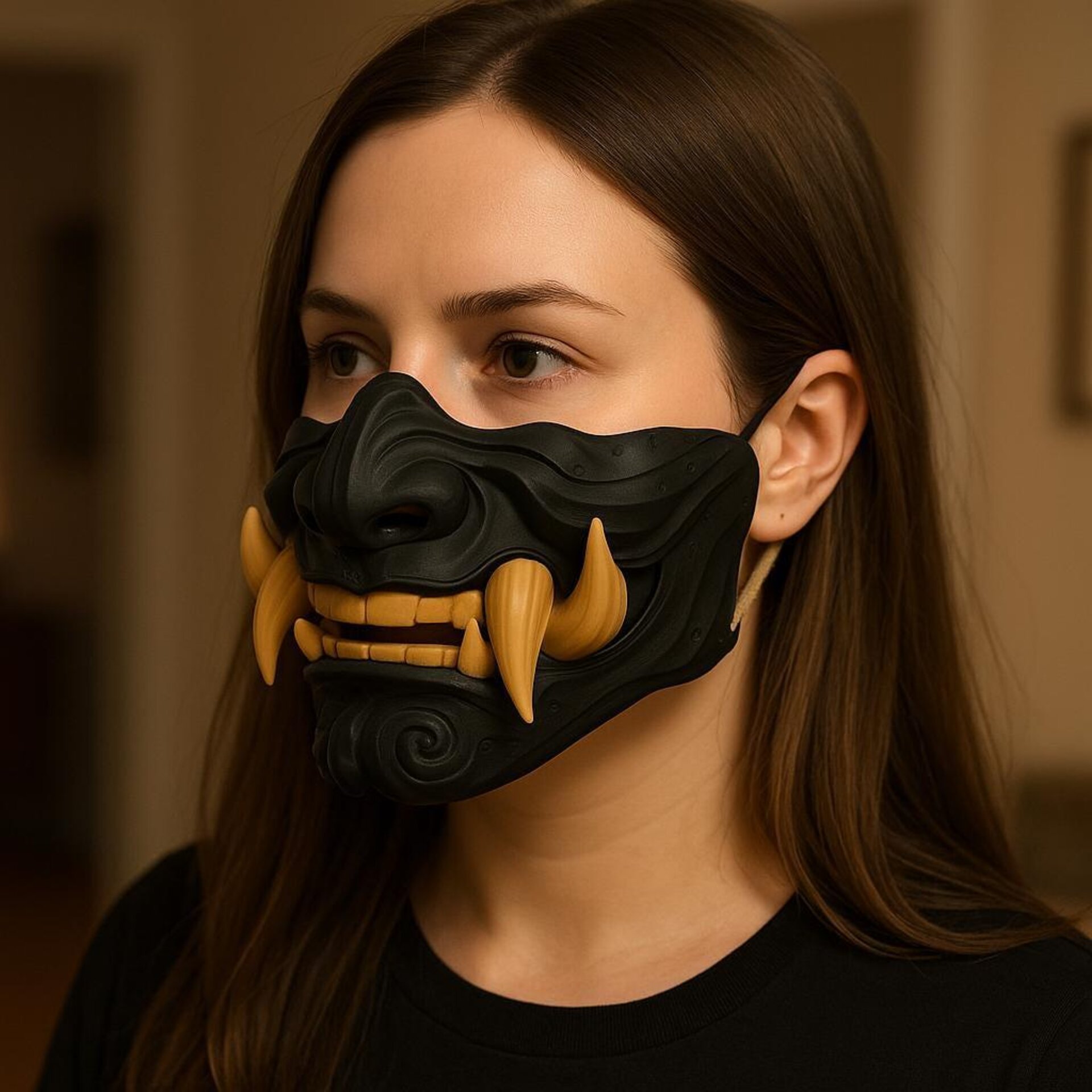 Masque Mempo demi-Oni | Masque Oni imprimé en 3D | Masque de cosplay à porter