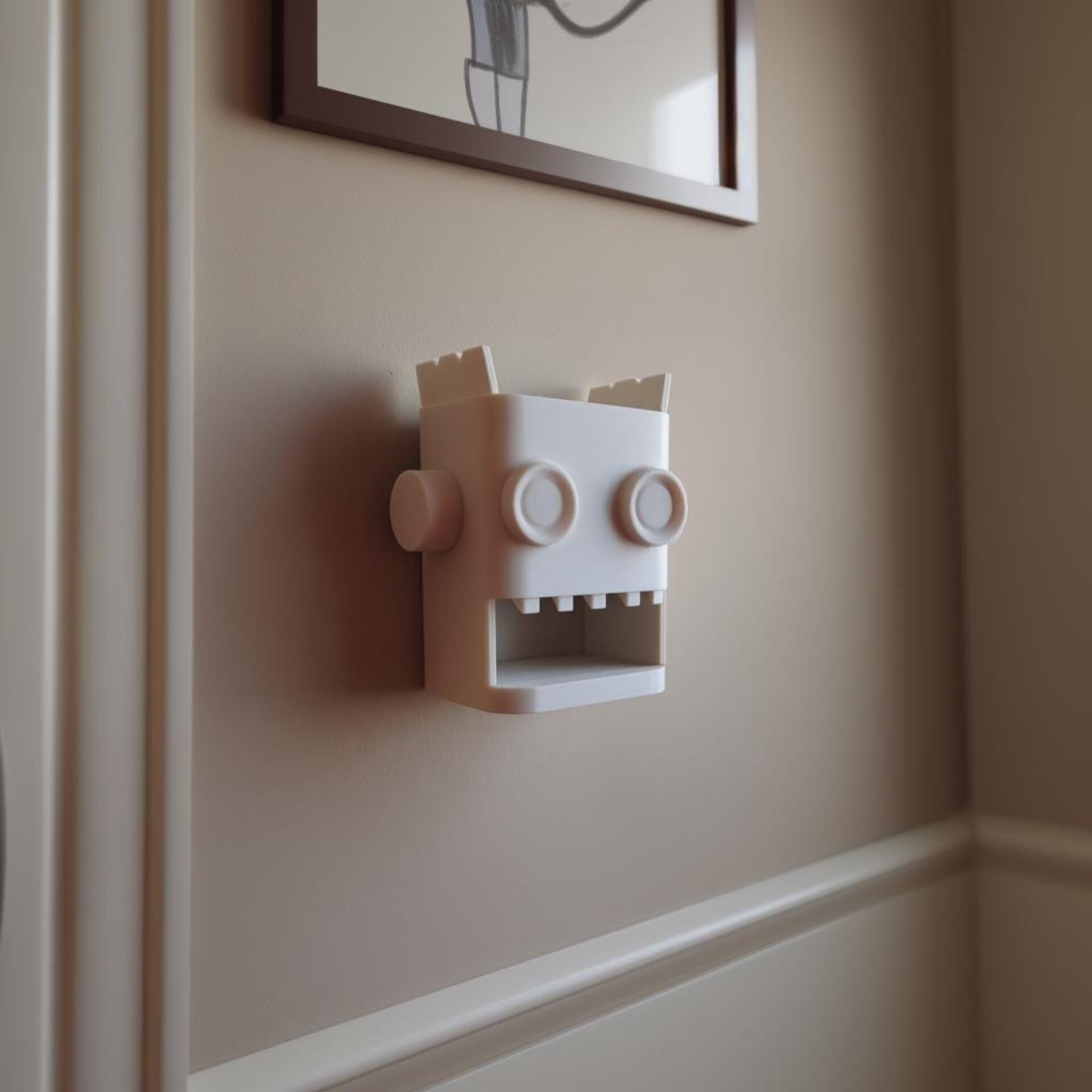 Décoration Organisateur Mural Robot Imprimé en 3D | Niche de Rangement Tête Rectangulaire Amusante pour Chambre d'Enfant, Clés d'Entrée, Courrier et Petits Objets du Quotidien