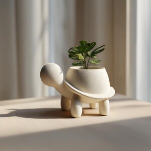 Pot de fleurs tortue imprimé en 3D | Vase succulentes animal minimaliste pour bureau et étagère | Décoration de table moderne pour bureau, chambre et salon
