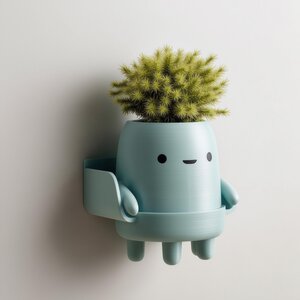Étagère-Jardinière Murale à Personnage Imprimée en 3D | Pot Mural Mignon Kawaii | Accent Déco Minimaliste et Ludique pour Petites Plantes dans l'Entrée ou le Bureau