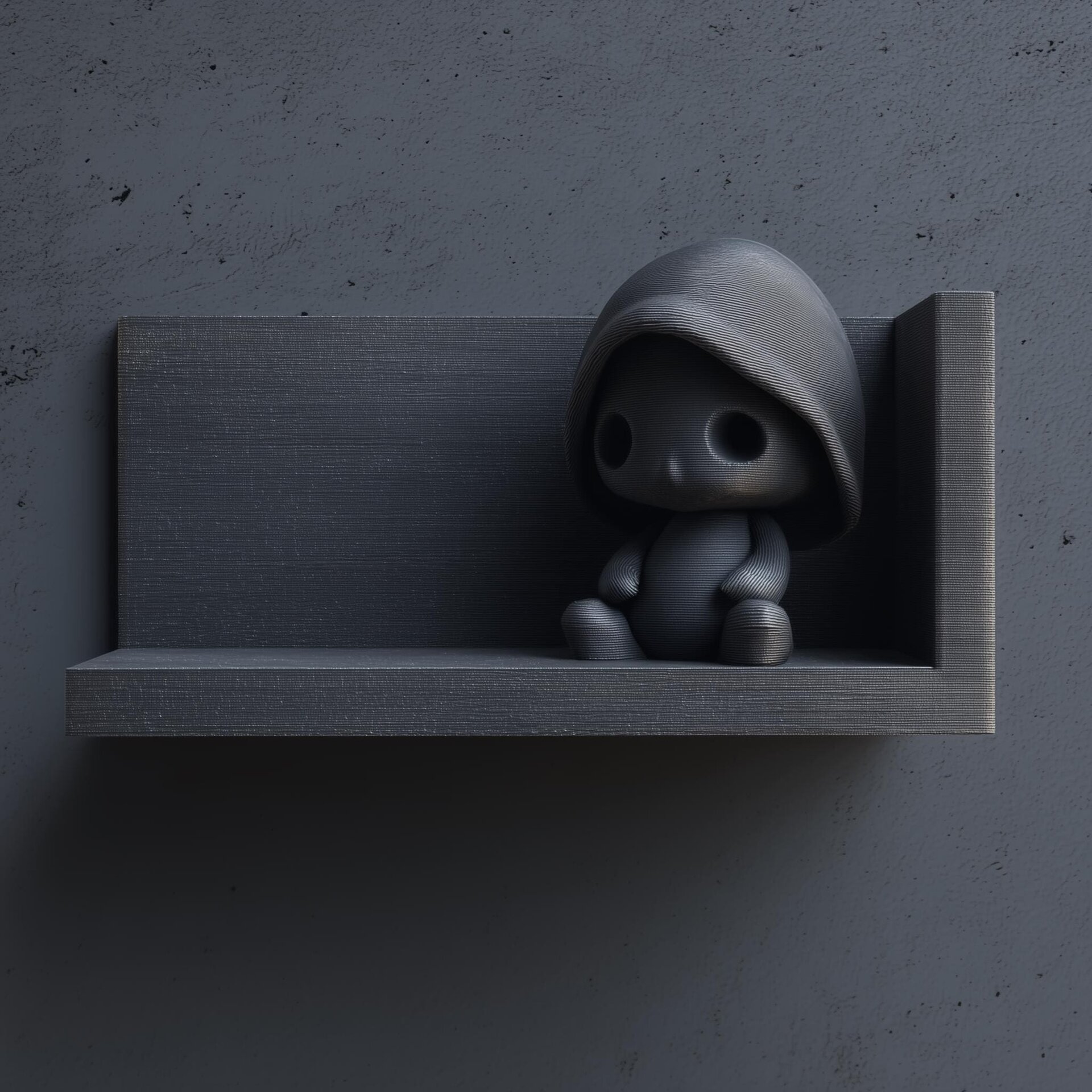 Étagère Copain Encapuchonné Sinistre Imprimée en 3D | Présentoir Flottant Dark Fantasy | Accent Déco Gothique Mignon pour Chambre Cosy, Salle de Jeu ou Bureau