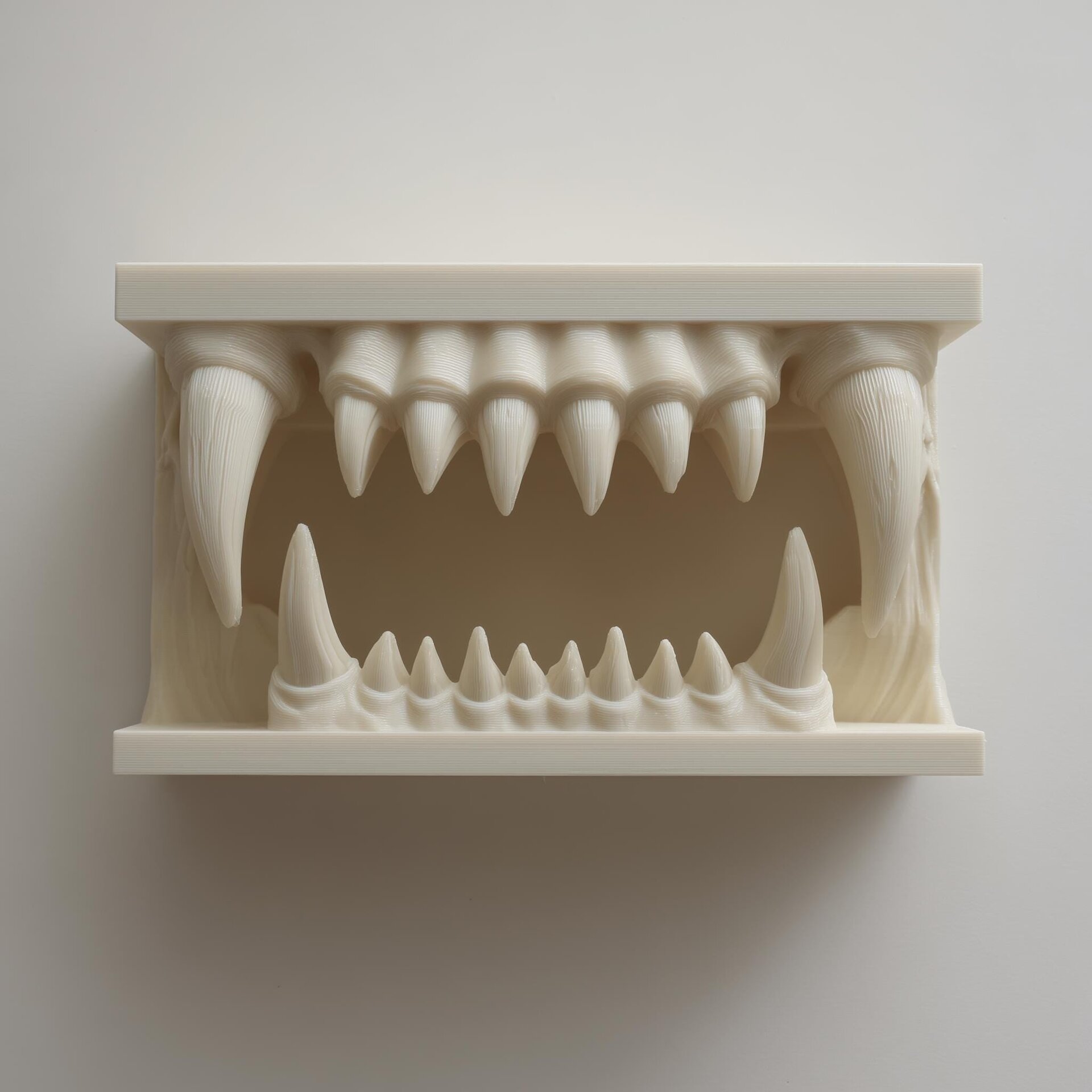 Étagère Murale Mâchoire de Monstre Imprimée en 3D | Niche Gothique à Bouche Crocs | Rebord Flottant Horreur pour Objets de Collection, Déco Halloween et Salle de Jeu