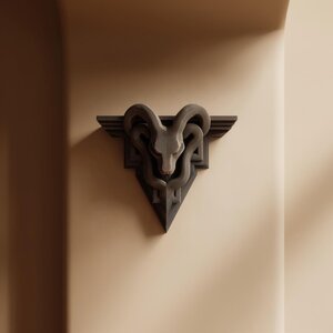 Étagère Murale Bélier Gothique Imprimée en 3D | Décoration Murale Créature Cornue Dark Fantasy | Sculpture Murale 3D Tête de Bélier pour Décor Gothique ou Salle de Jeux