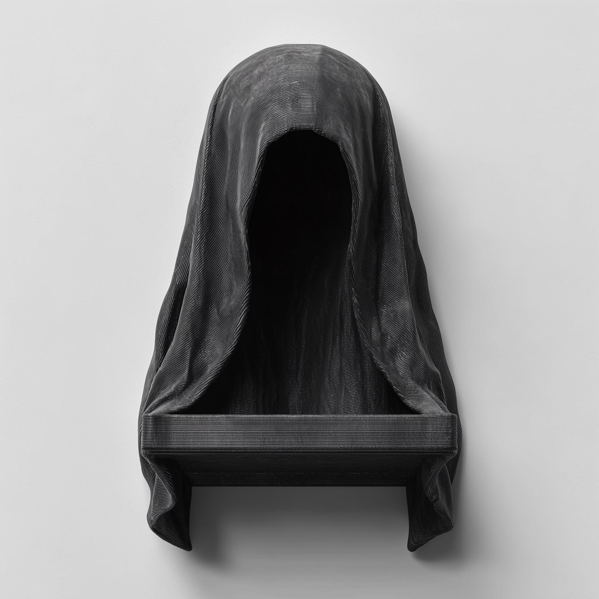 Étagère Murale Faucheuse Imprimée en 3D | Rebord Déco Gothique à Silhouette Encapée | Niche Flottante Horreur Fantasy pour Livres, Crânes, Bougies et Accessoires